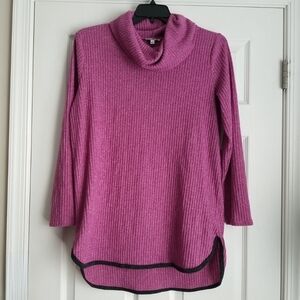 White Birch Magenta Cowl Neck Sweater